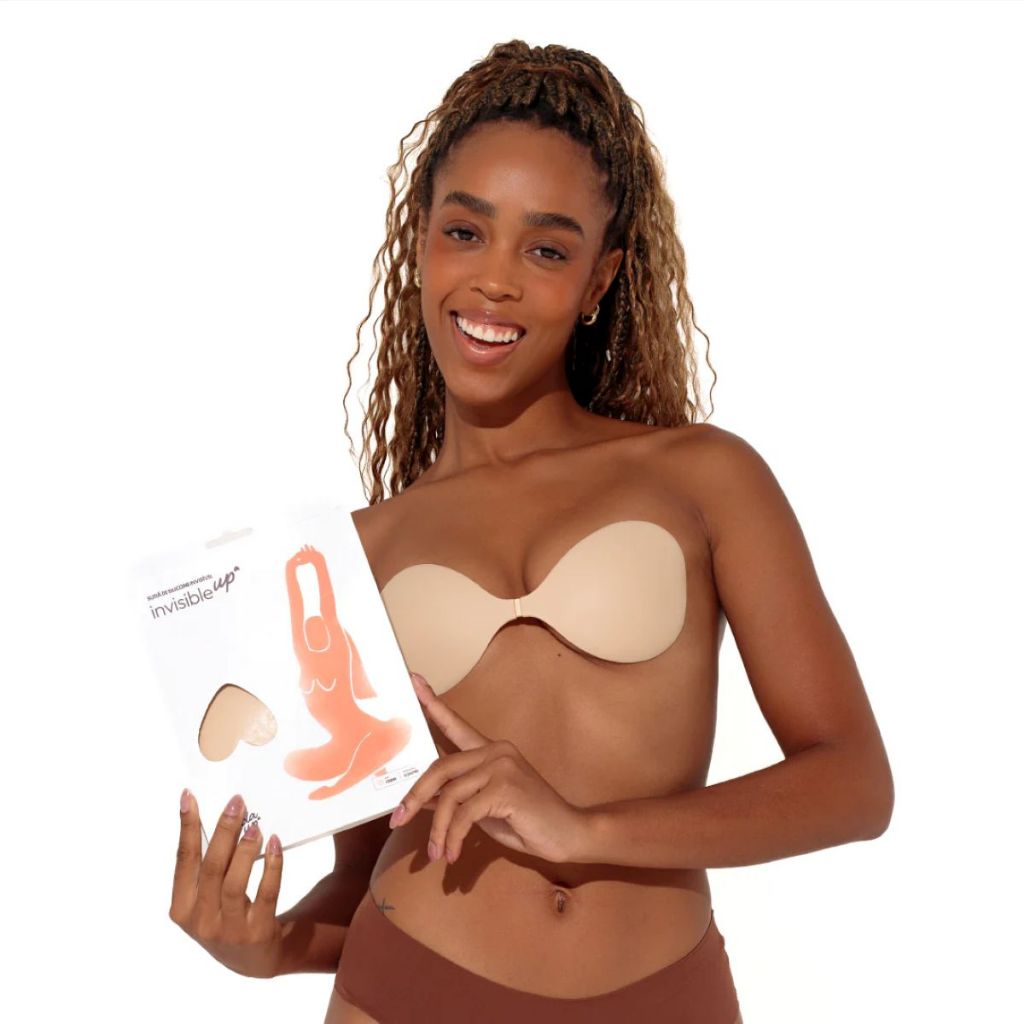 Sutiã De Silicone Autoadesivo Invisível Toda Up e Efeito Push Up para Vestido Feminino Costas Livre