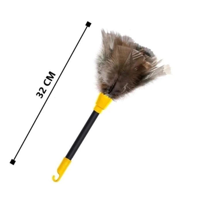 Kit 2 Espanadores de Pena de Peru Natural com Cabo, 32cm, Design Prático com Gancho
