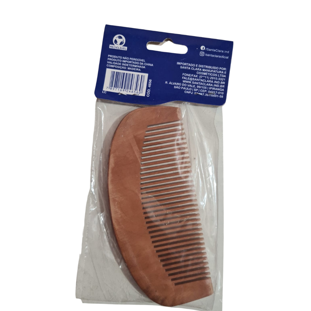Pente de Madeira 1/2 Lua Grande Ideal para Barbearia  Santa Clara - Design ergonômico - Material natural  - Profissional