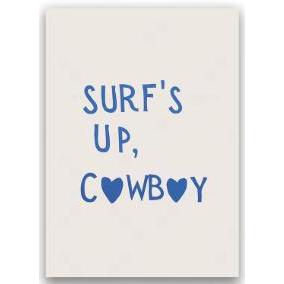 Quadro decorativo Surf’s Up Cowboy tipografia divertida (1 peça)