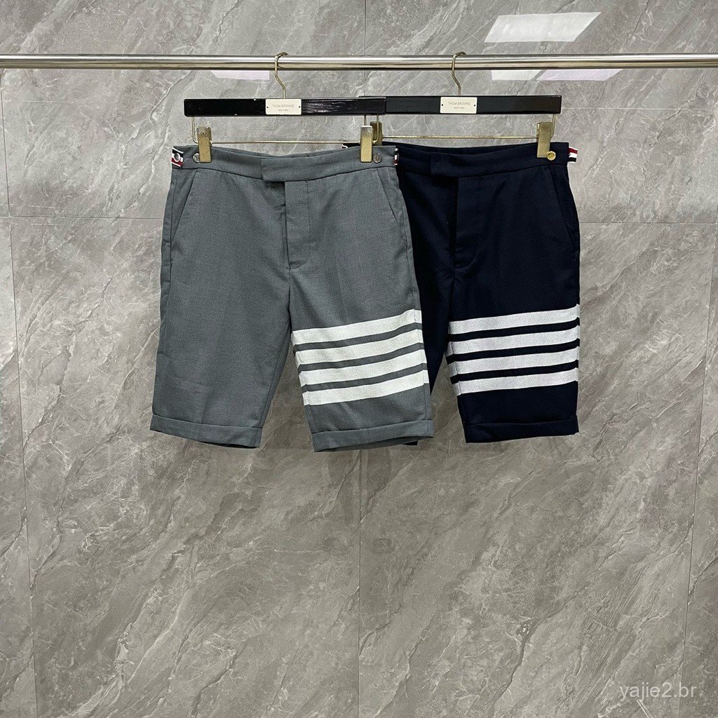 GJJF Summer new style yarn-dyed four-stripe suit shorts with fully finished edges, casual and versatile design