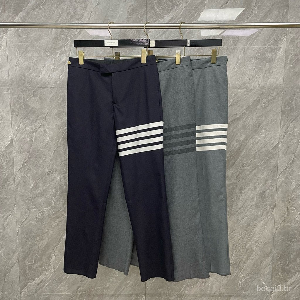 QOV2 Classic color-woven four-stripe casual trousers paired with a jacket, stylish and versatile, unisex