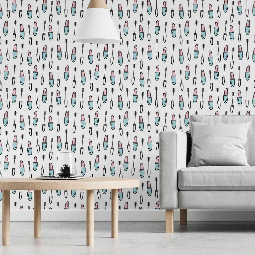 Papel de Parede Adesivo Maquiagem, batom e rímel N03059