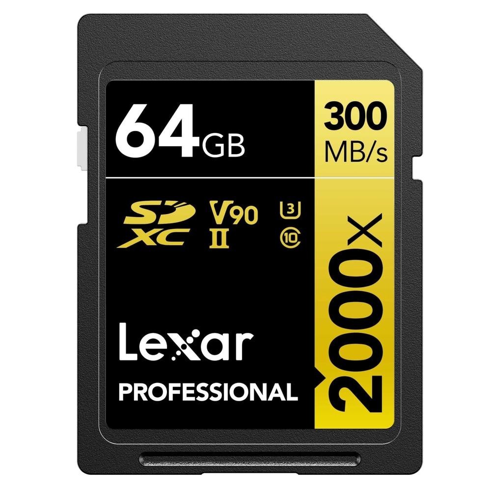 Cartão SDXC 64Gb Lexar 8K 2000x 300Mb/s UHS-II / V90 / U3 / Classe 10