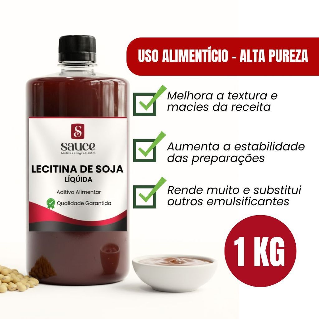 Lecitina de Soja Líquida 1kg – Emulsificante Alimentício para Panificação e Doces – Uso Profissional