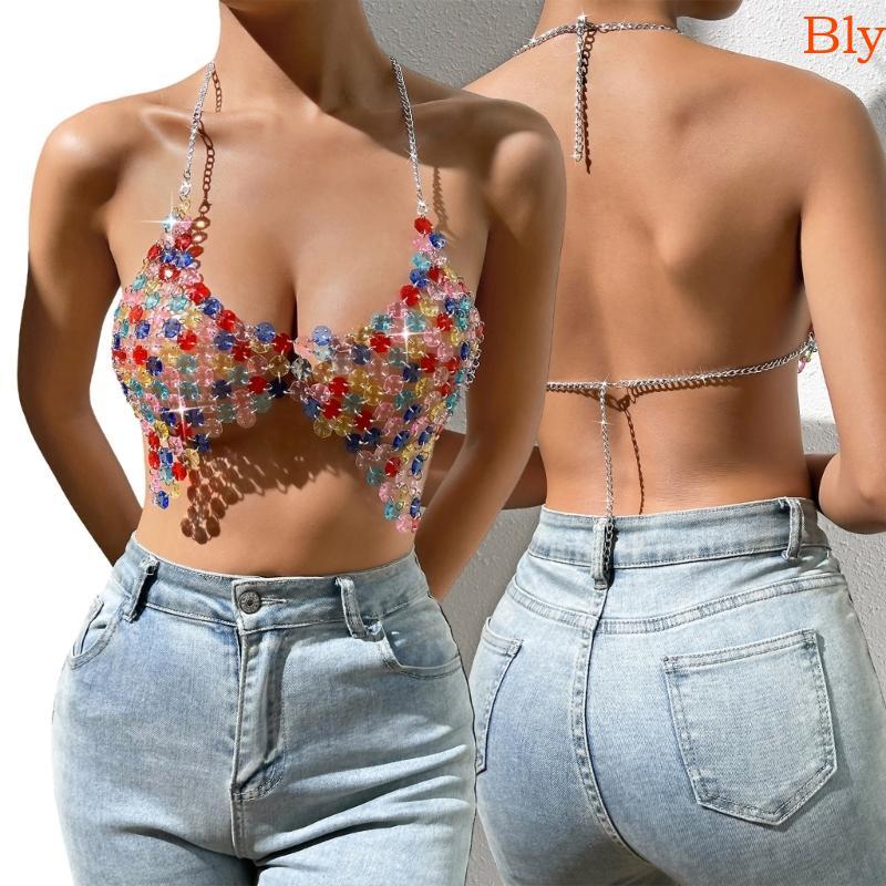 Bly Strass Body Bohemian-Sparkly Bikini Chest Chain-Sutiãs