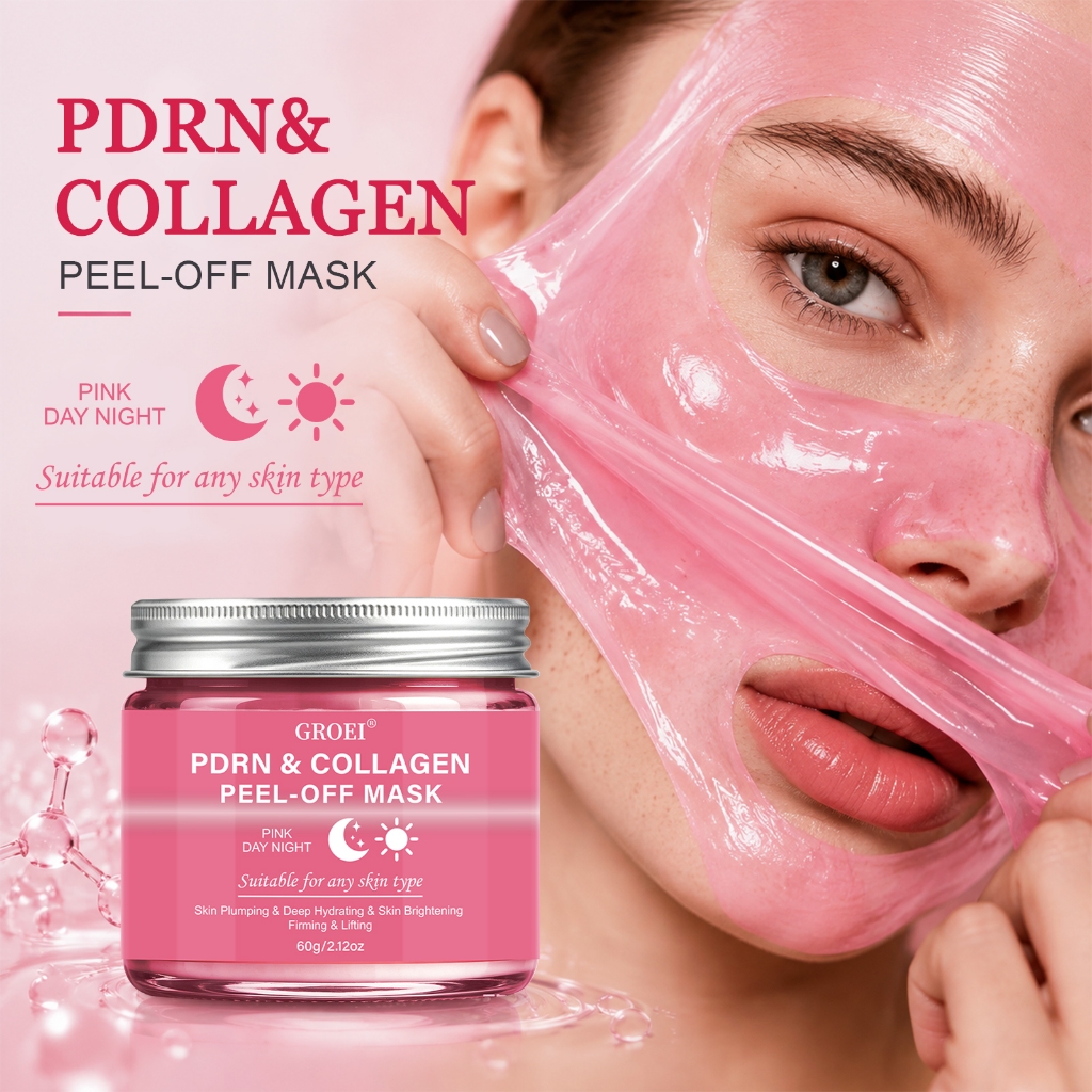 PDRN Collagen Peel Off Mask 60g - Skin Plumping Hydrating Firming Lifting Brightening for All Skin Types Day Night Use