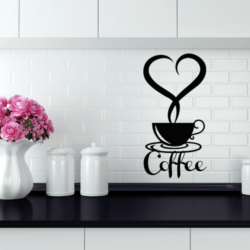 Quadro Decorativo Love Coffe Aplique De Parede Vazado Amor e Café Mdf 3mm