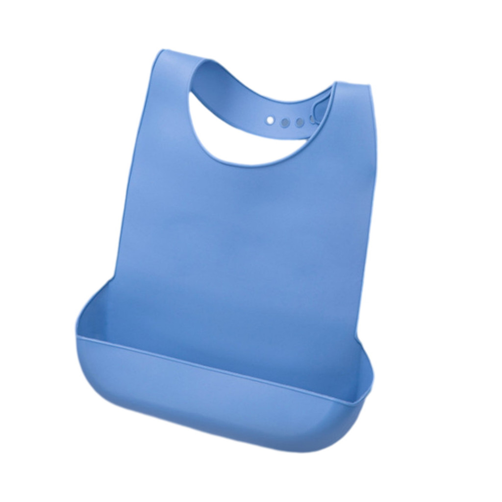 Silicone Adult Bib with Food Catcher 6-level Adjustable Neck Buckle Waterproof Washable Soft for Elderly Seniors – Com
