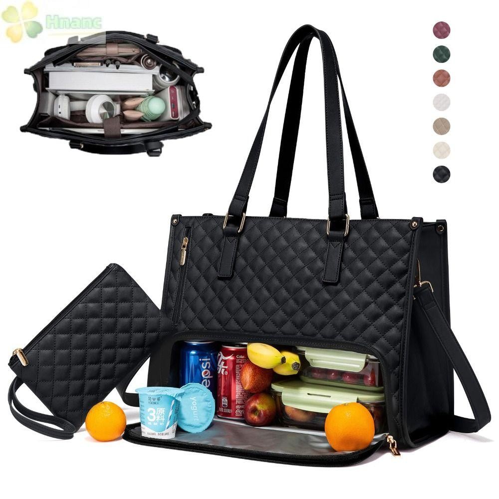 Sacola De Almoço HNANC Para Mulheres , Bolsa Laptop 2 Em 1 De Grande Capacidade E 15.6 Polegadas Computador Com Comparti