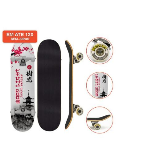 Skate Iniciante Completo Japan Minka Wood Light 8.0 Profissional Shape Street Rolamento Abec 7 Infantil Adulto Ate 120kg