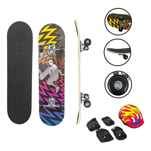 Skate Infantil 31 Shape Diversos C/ Kit Proteção Importway