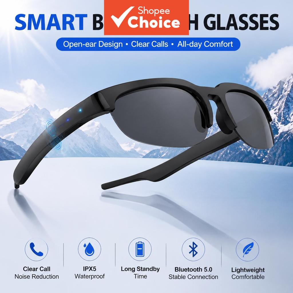 Óculos de Sol Bluetooth Áudio Wireless Óculos Abertos Fones de Ouvido Música Chamadas Mãos Livres Esportivos para Homens