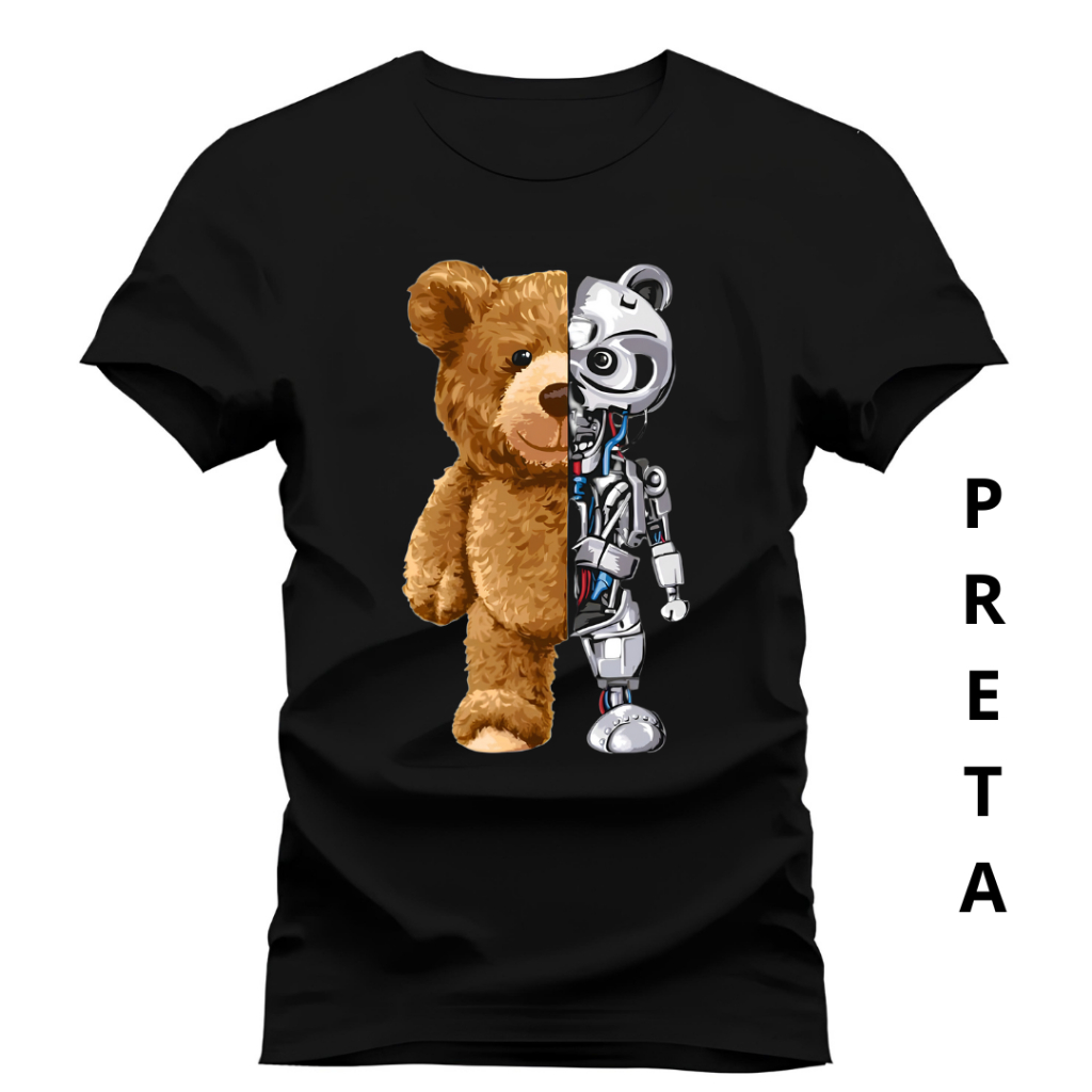 Camisetas Algodão Ursinho Camisa Premium Blusa Estampada 30.1 Envio Imediato Confortavel Urso Robo