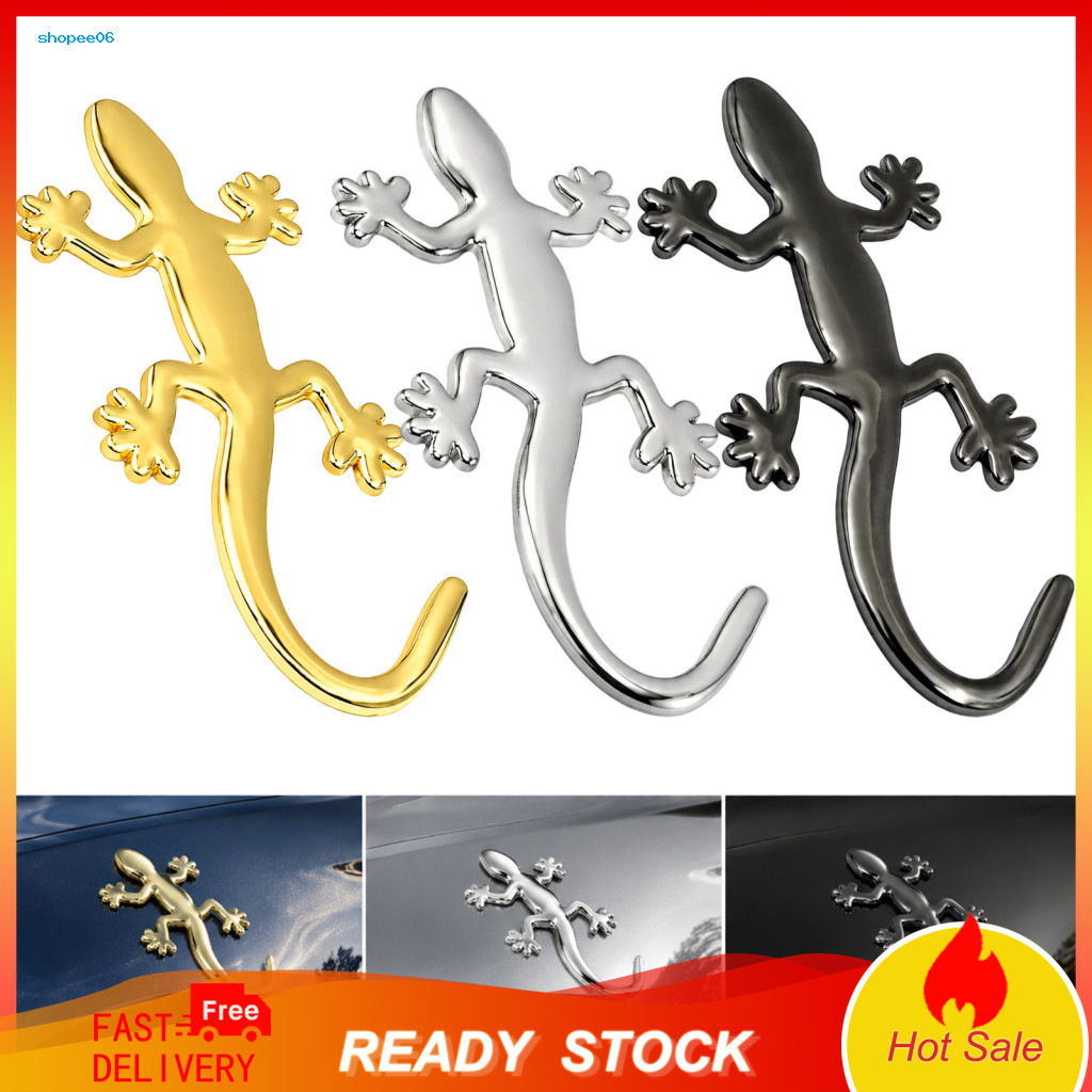 3d Car Badge Waterproof Sticker 2pcs Gecko Lizard Metal Stickers Strong Adhesive Auto Body Decals for Cars Motorcycles S
