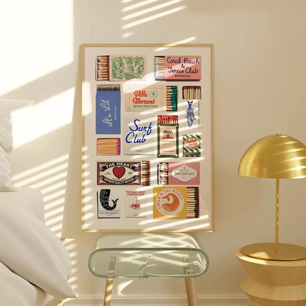 Quadro decorativo criativo matchbox design colorido estilo anos 70 (1 peça)