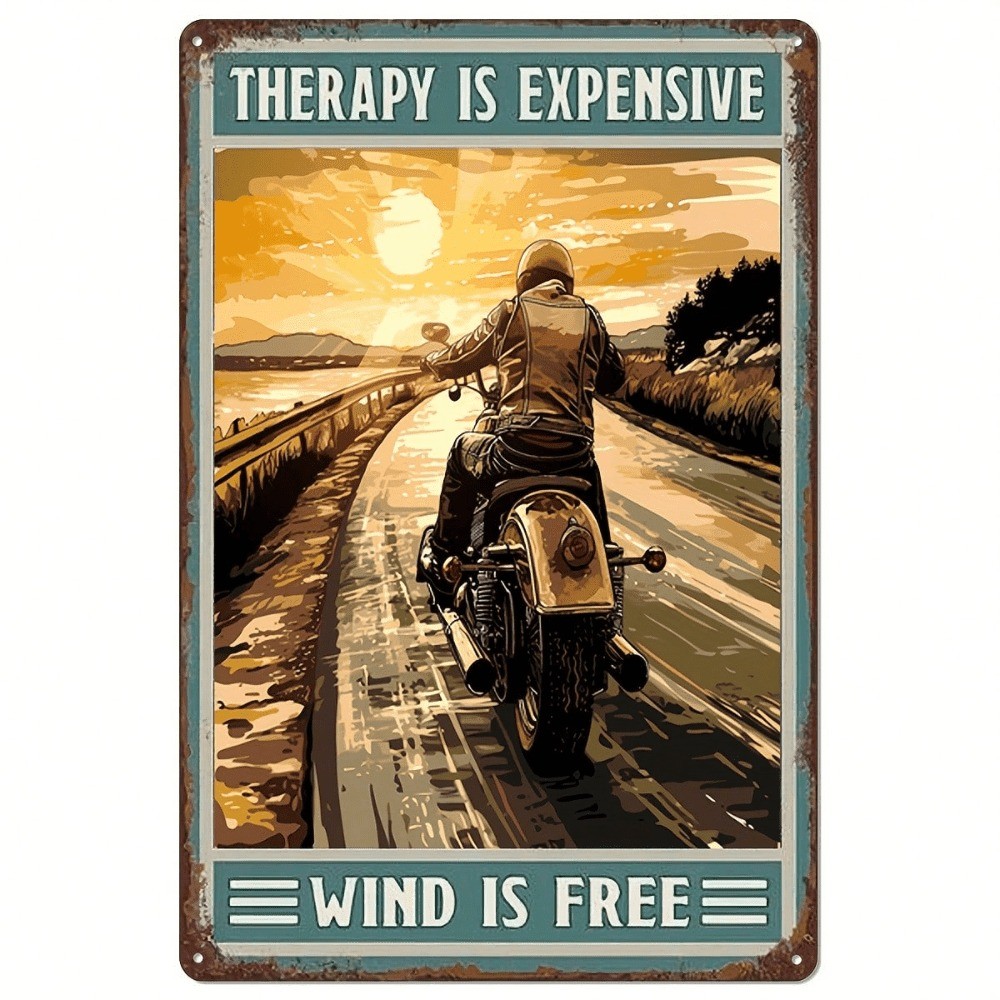 CIFbuy Vintage Motorcycle Tin Sign Wind Is Free Retro Wall Art Gift Para Motociclistas