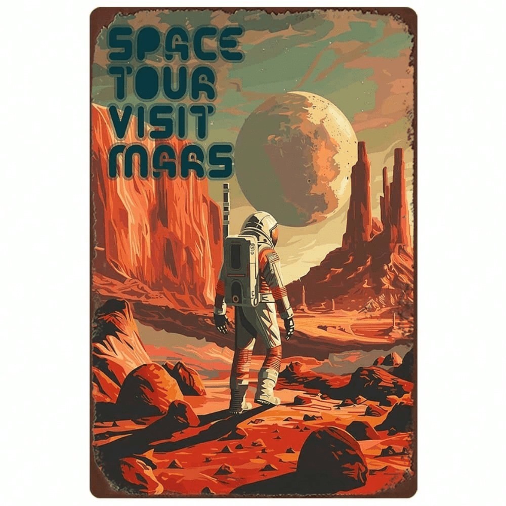 CIFbuy Retro NASA Space Metal Sign 12in Mars Decor Gift