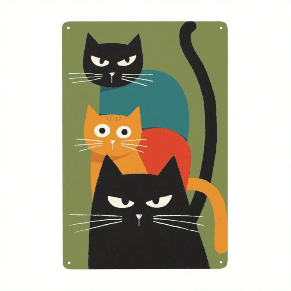 CIFbuy Vintage Black Cat Tin Sign 8x12in Retro Wall Art Lover Gift