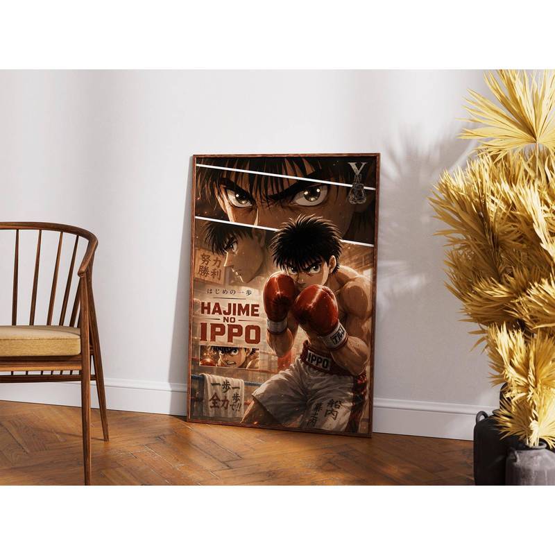 Hajime No Ippo Poster, Retro Boxing Anime Poster, Vintage Minimalist Manga Art Print, Japanese Wall Decor, Gift for Anim