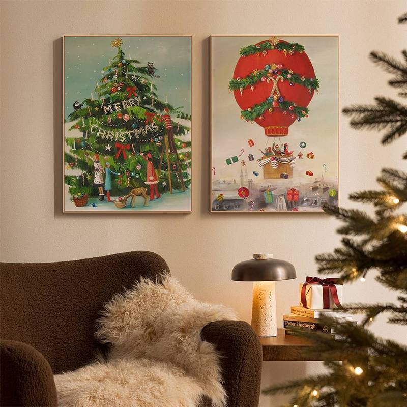 Christmas Gift Poster llustration Style Holiday Wall Art, Minimalist Festive Decor,  Modern Holiday Artwork