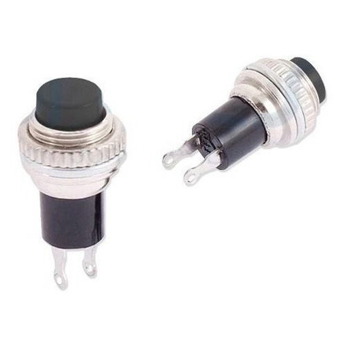 10 Peças- Chave Push Button Ds-314 Na Sem Trava Preta