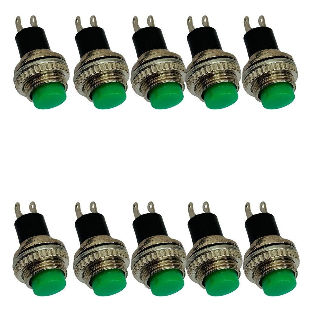 Chave Botão Push Button Na Ds-314 Verde - 10 Peças