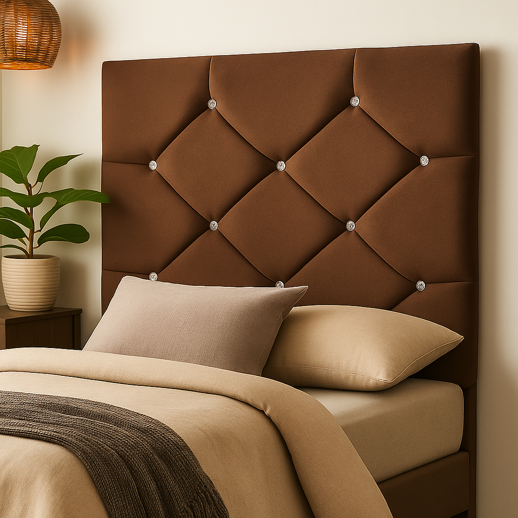 Cabeceira Para Cama Box Solteiro Estofada Com Pés Botões Strass - Conforto Quarto Decorativo Cairo
