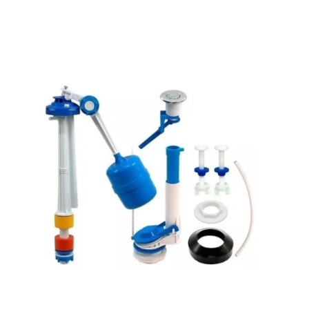 Kit Mecanismo Completo Descarga P/ Caixa Acoplada Botão Superior e Lateral Cromado