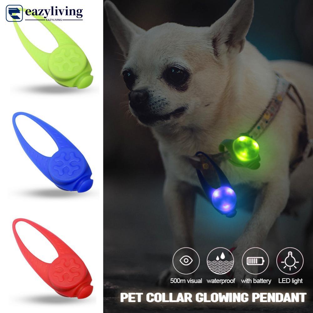 EAZYLIVING Pet Noite Andando Luz De Advertência Pingente Cão Filhote De Cachorro LED Silicone Brilhante Colar Segurança