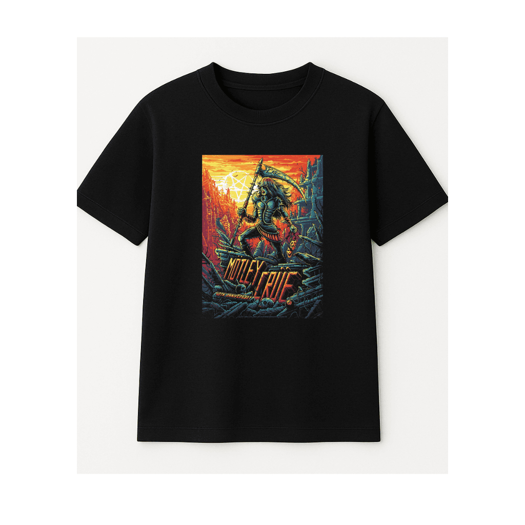 Camiseta Casual Preta Estilo Rock Algodão Modelo: 