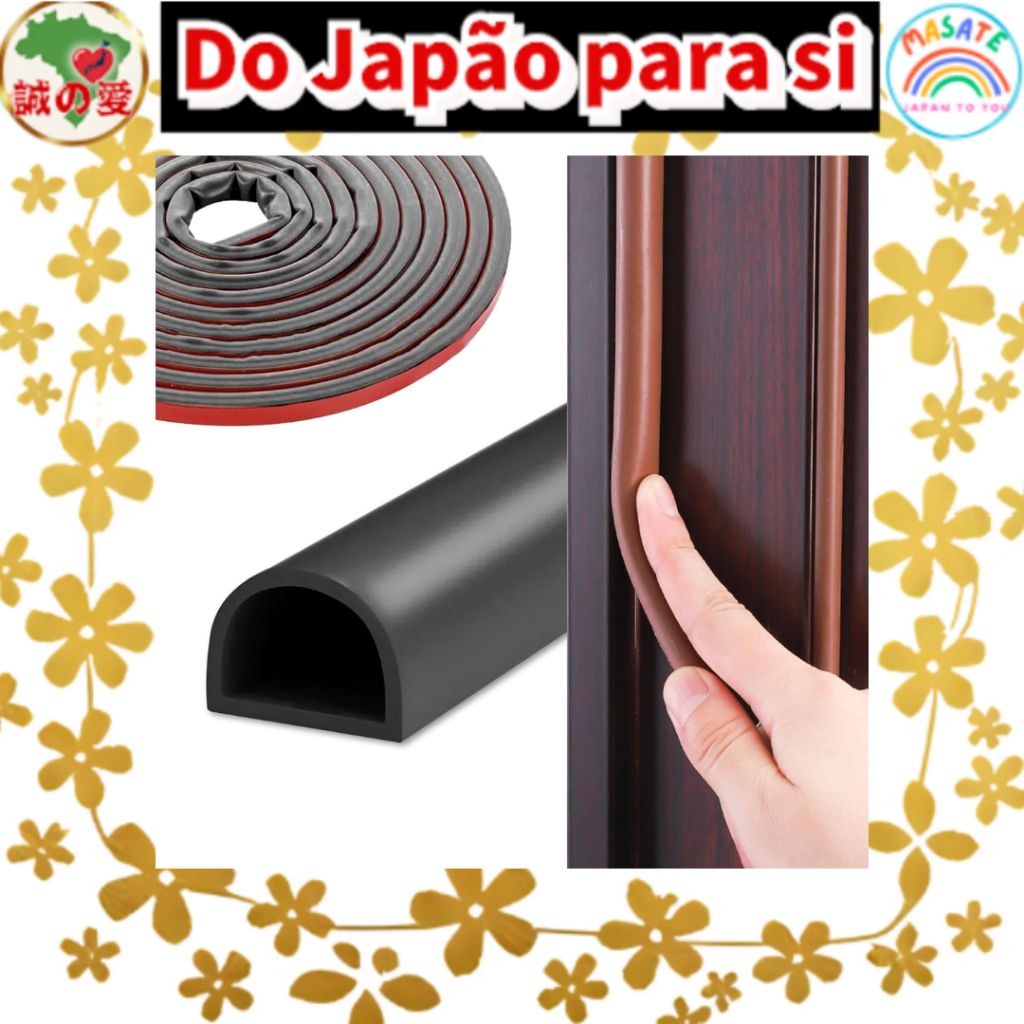ANANXING Silicone Rubber Weather Stripping Door Seal Tape Self-Adhesive Soundproof Strip Black 【Do Japão para você】