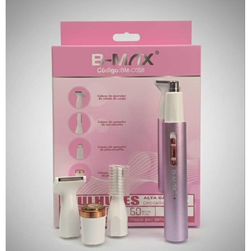 Depilador Feminino Elétrico Profissional 4 em 1 | Aparador de Pelos Recarregável B-Max