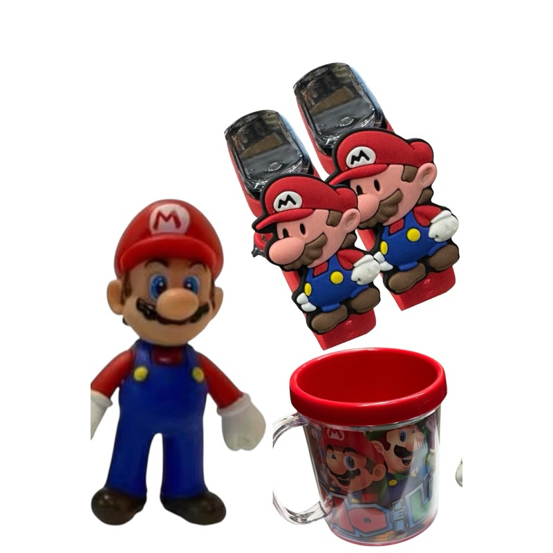 kit 3 boneco1 Mario +1 Canica +1 Relógio🧐 Infantil Digital mario A Prova D’água Menino