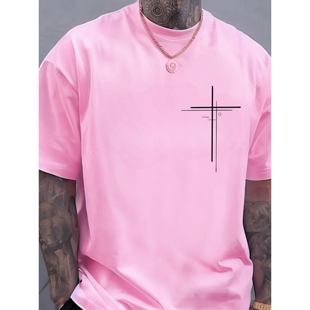 Camiseta Masculina Cruz Dupla Religião Cristão 100% Algodão Promoção Imperdível