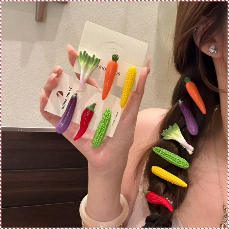 [Creative Gift] Fake Vegetable Hair Clip/Funny Hair Accessory/Imitation Food Hairpins for Women