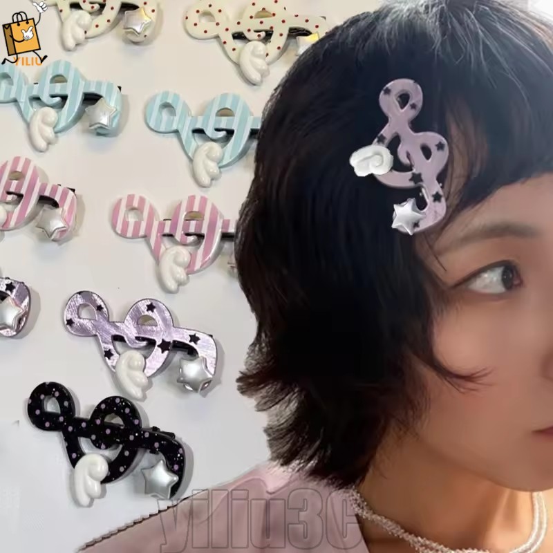 [Prim] 1/3 Unidades De Grampo De Cabelo Creative Star Note Wing-Lateral-Acessórios Da Moda Para Cabeça De Cosplay Com Pi
