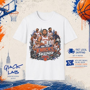 Camiseta Masculina Feminina Oversized Estampa New York Knicks Takeover Time Basquete Retrô T-shirt Streetwear Casual