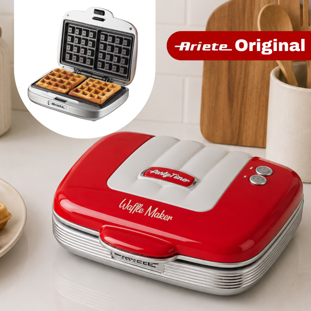 Maquina De Waffle Retrô Party Time Vermelha 220V 700W - Ariete Original