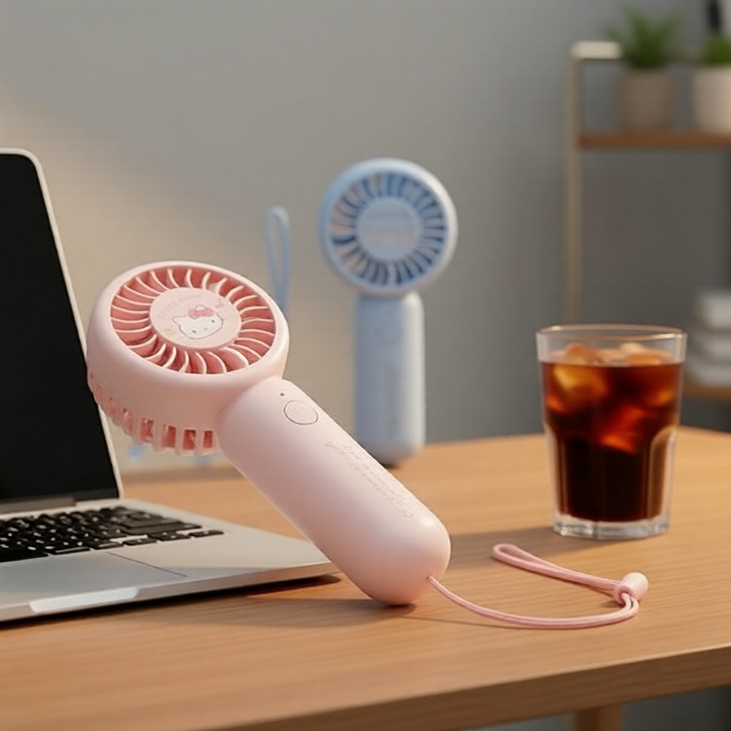 Ventilador Portátil Miniso Sanrio Characters Series 1200mAh Cinnamoroll E Hello Kitty Recarregável