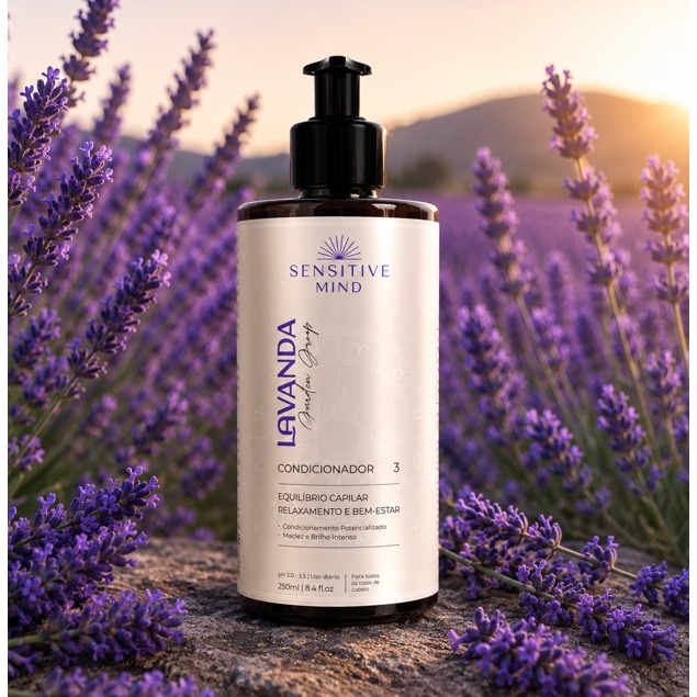 Condicionador Lavanda 250ml Hidratação Brilho Maciez Capilar Cabelo Perfumado Relaxante Sensitive Mind