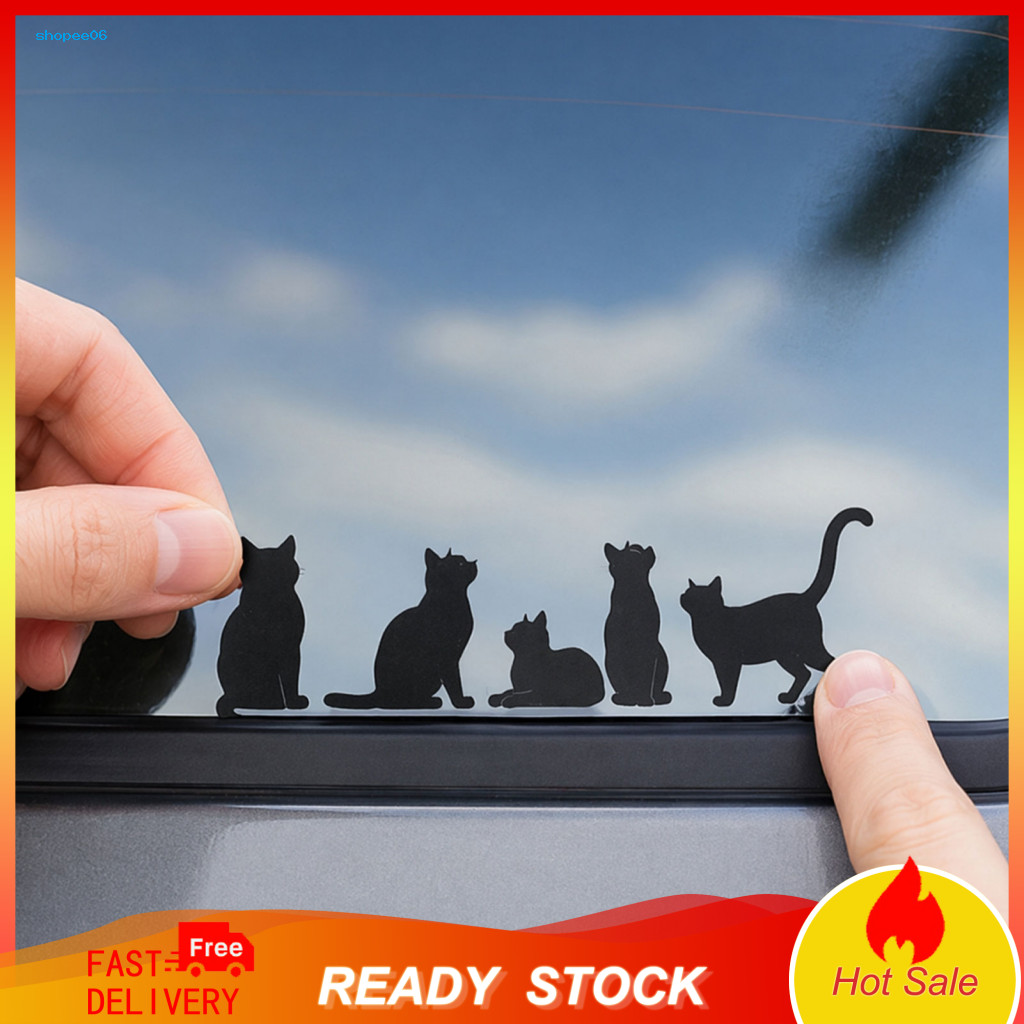 High Temperature Resistant Sticker Window Waterproof Pvc Car Self-adhesive Traceless Auto Decal with Cute Five Cats Desi