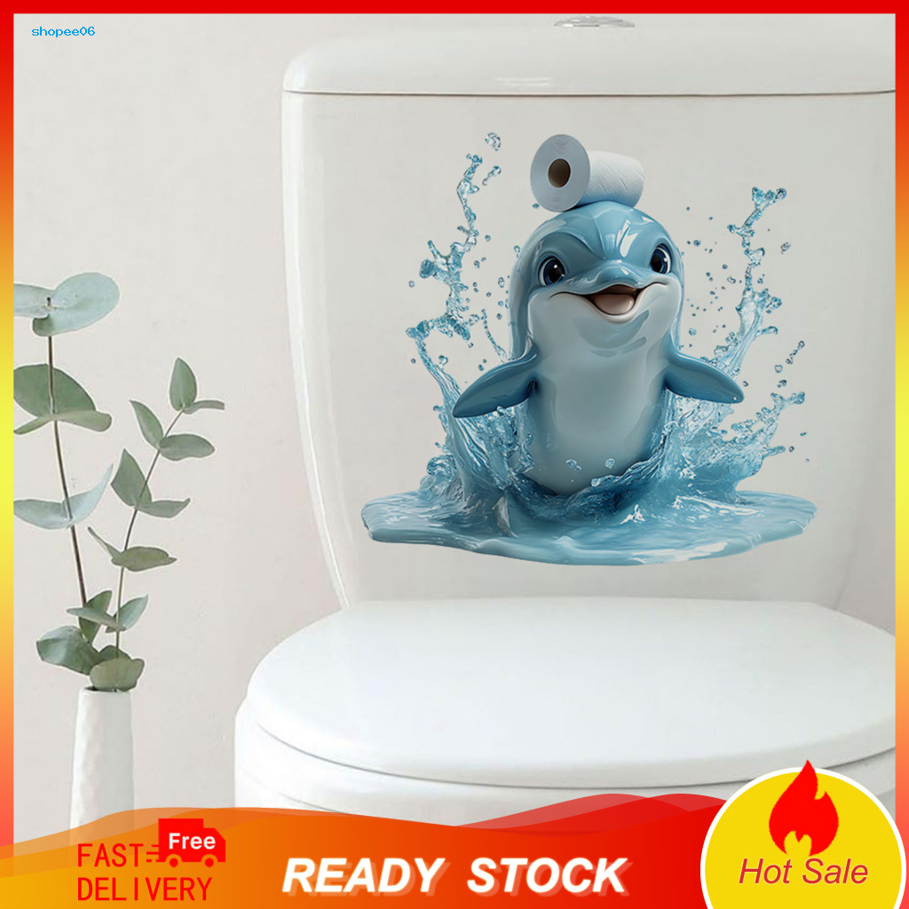 Toilet Sticker Bathroom Decal Cute Waterproof Seat Stickers – Funny Whale Highland Cow Crab Decals Diy Self-adhesive W