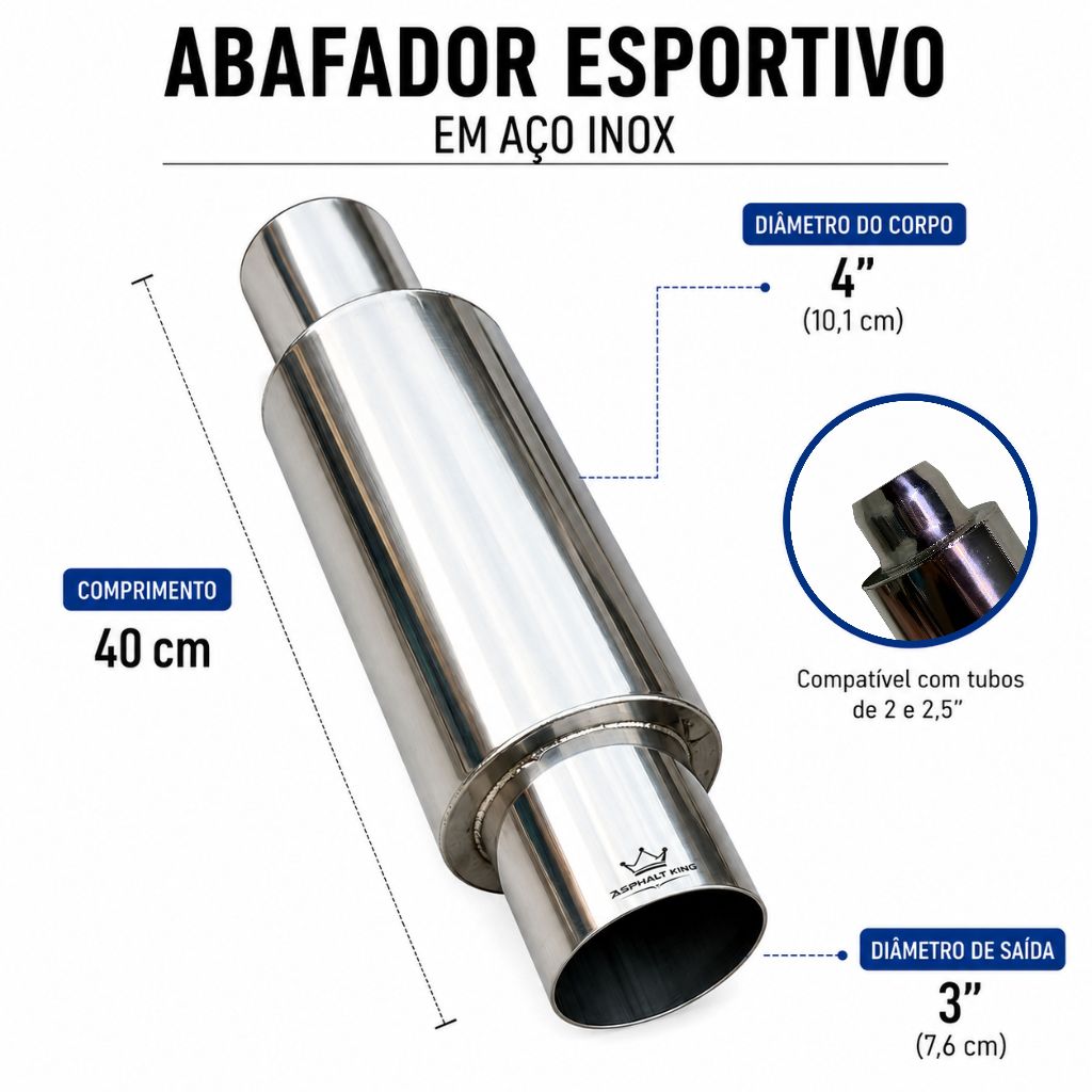 Abafador Esportivo Inox 304 3