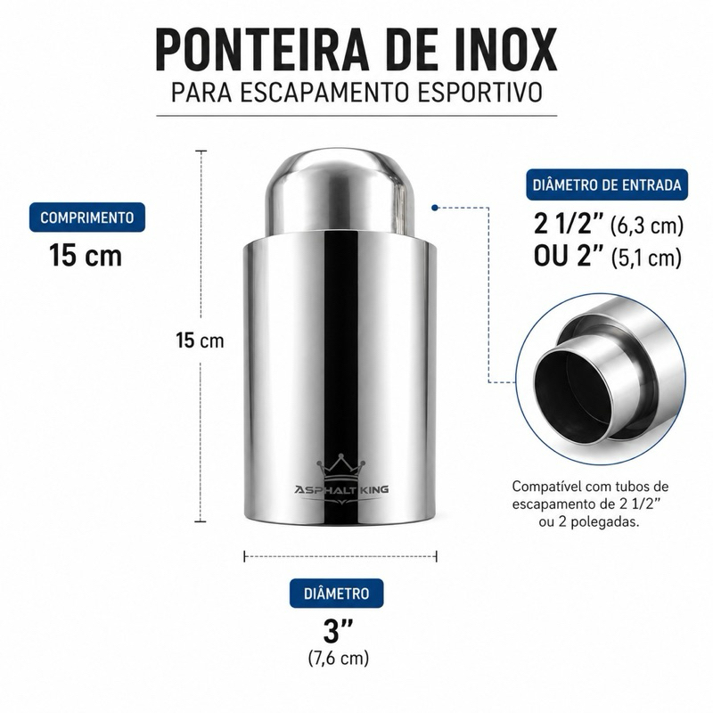 ponteira inox 3” asphalt king