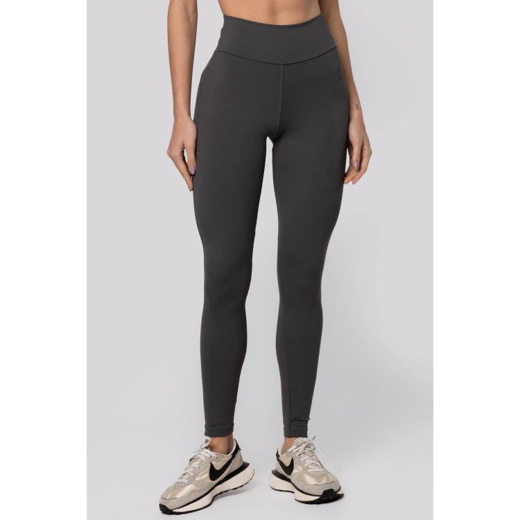 Legging Cós Alto em Poliamida Puresense Cinza Asphalt