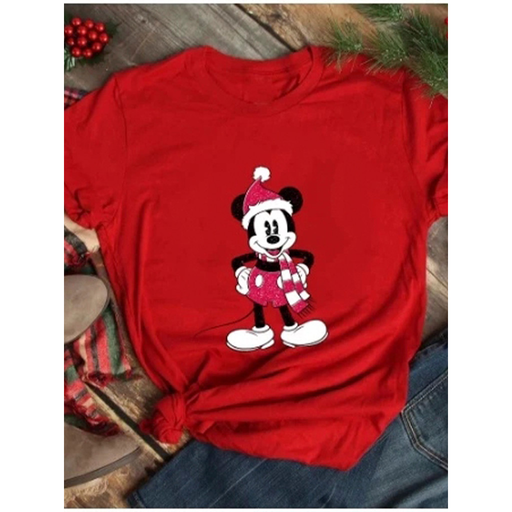 Camiseta Natal Geek Estilosa Estampada Mickey ino Lançamento    Plus Size - Asphalt Vibe FASHION
