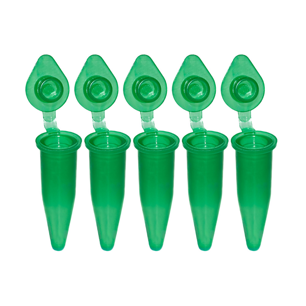 1000 Microtubo Flaco Plus 0,5ml Interno 1,0 Externo Capsula Verde Amostras Laboratório