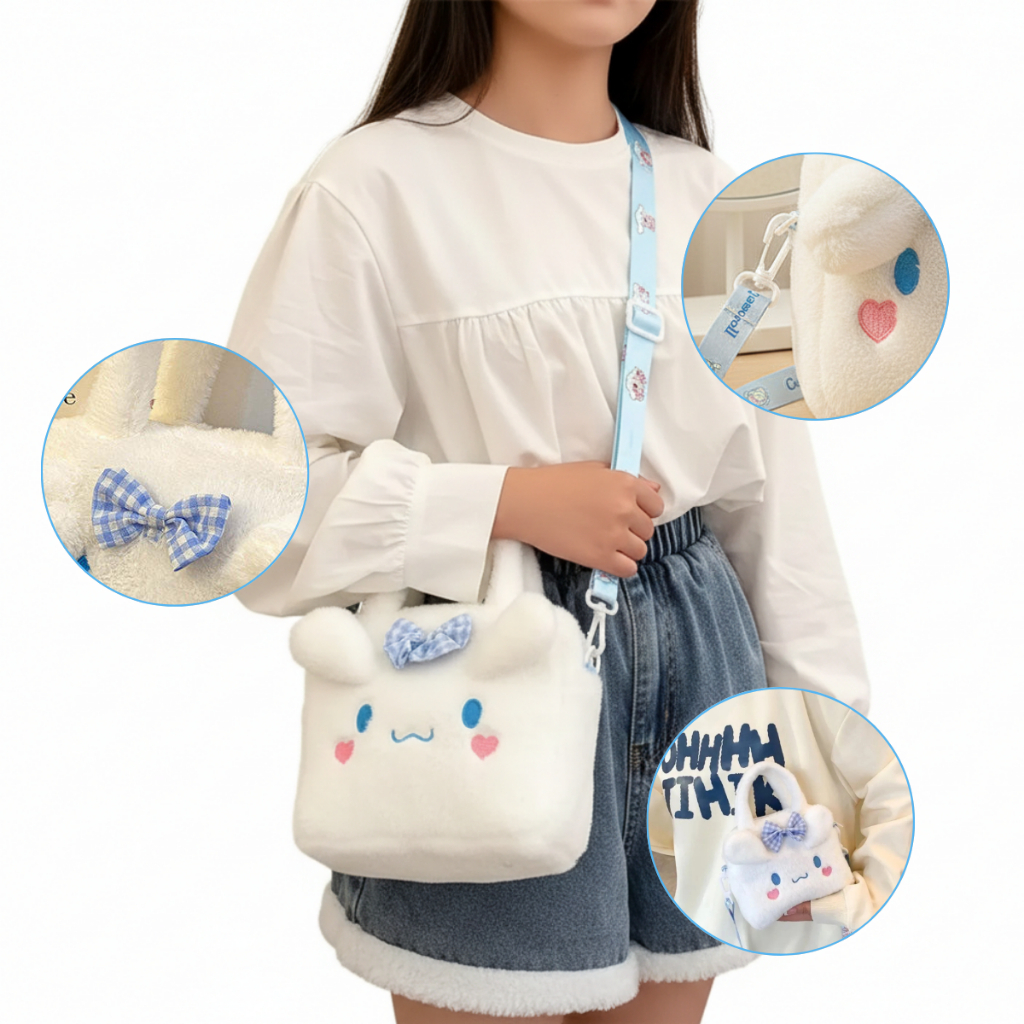 Bolsas Sanrio De Pelucia Turma Hello Kitty Pronta Entrega Branco Cinnamoroll
