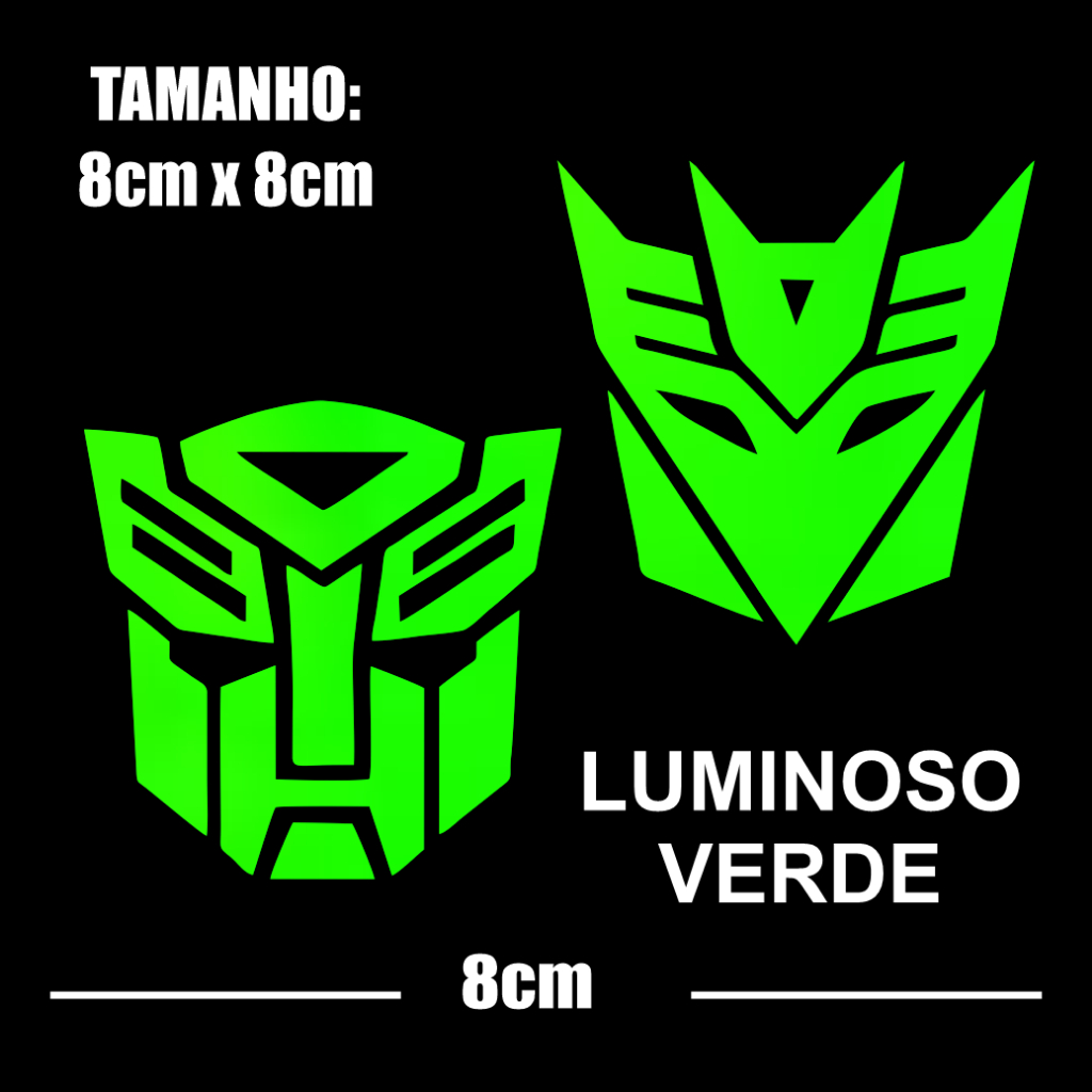 2un Adesivos De Carro Transformers Autobots Luminosos Para Pára-Choques - Carro - Notebook - Tablete